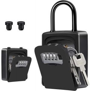 Utigh-Boite À Clé, Boite À Clé Sécurisée Portable Avec Anse Amovible, Boite A Clé Avec Code 4 Chiffes, Boite A Cles Securisee A Code Exterieur Pour La Maison, Le Bureau, La Location Airbnb (Noir) - Neuf