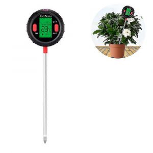 Testeur de pH du sol 5 en 1, moniteur d'humidit&eacute; du sol, &eacute;cran LCD, testeur de pH, outil de test de temp&eacute;rature et d'intensit&eacute; lumineuse pour les plantes, thermom&egrave;tre d'&eacute;clairage - Neuf