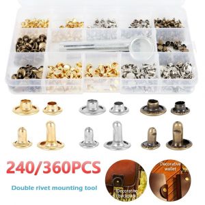 Jeu de rivets en cuir avec pince &agrave; poin&ccedil;onner - 240/360 clous m&eacute;talliques - Neuf