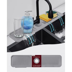 Sjzg-Kssg Protection Anti-&Eacute;claboussures Pour &Eacute;vier De Cuisine Tapis De Robinet En Silicone, Gris, 245.50.6 - Neuf