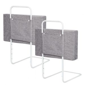 4x50cm Barri&egrave;res De Lit B&eacute;b&eacute;, 200cm Barriere De Securite Enfant Lit, R&eacute;glable En Hauteur, Armature De Lit Pour Les Tout-Petits,Gris 28cm - Neuf