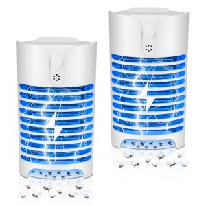 MAA-Lot de 2 Tueurs D'insectes électriques, Lampe Anti-moustiques avec Lumière UV, Piège à Insectes Enfichable Sans Produits Chimiques Toxiques, Piège à Mouches Intérieur pour Cuisine, Chambre à Couc - Neuf