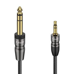 3.5 mm to 6.35 mm Câble, 3.5mm (1/8 Pouce) Mâle TRS à 6.35mm (1/4 Pouce) Mâle TRS Câble Audio Stéréo avec Coquille en Joint de Coque en Cuivre Tressé en Nylon, 0,9Meter - Neuf