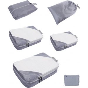 Lot De 6 Cubes D'Emballage De Compression Pour Val , Sacs D'Emballage De Voyage Ultra L&eacute;gers, Extensibles, Organ Urs De Val S, Organ Urs De Bagages De Voyage (Gris) - Neuf