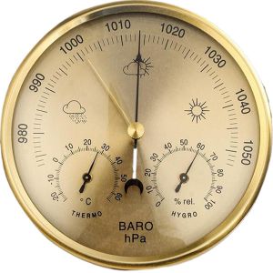 SUBZONAL-Barom&egrave;tre mural, instrument m&eacute;t&eacute;o avec thermom&egrave;tre et hygrom&egrave;tre pour le bureau &agrave; domicile - Neuf