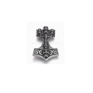Pendentifs En 304 Acier Inoxydable, Motif Marteau De Thor, Argent Antique, 42x35x13mmtrou 5.5mm Pendentif Vendu Seul Tête De Mort - Neuf