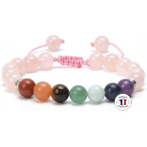 Eryi-Bracelet Shamballa Pierres Naturelles Ajustable | Ebook Offert | Fait Main | Bijoux Femme Homme | Bracelet Pierre Naturelle 7 Chakras | Toutes Les Pierres De Nos Bracelets Sont Naturelles - Neuf