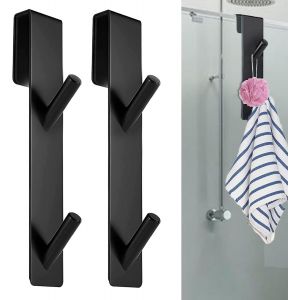 2 PCS Crochets de Porte de Douche,Accroche Serviette avec Couches en Mousse,crochets de porte pour cabine de douche paroi de douche en verre paroi de douche en verre(17,8 cm) - Neuf