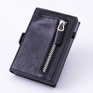 ¿Cuir noir¿Stealth Portefeuille Minimaliste Portefeuilles avec Rétractable Titulaire de Carte de Crédit et de Trésorerie Compartiments - Léger porte-monnaie avec RFI de Blocage - Neuf