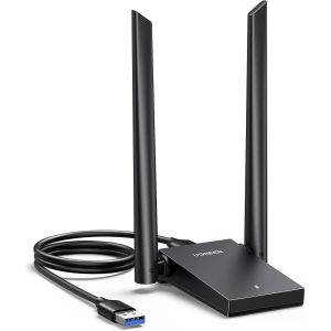 Clé WiFi 6 AX1800Mbps Adaptateur USB 3.0 5GHz 2.4GHz Antenne Double Bande 5dBi Dongle WPA3 Soft AP Mode Réseau sans Fil pour PC Laptop Compatible avec Windows 11 10 - Neuf