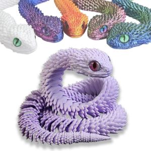 KAL-Jouets D'Animaux Imprimés En 3D, Jeu De Serpent Imprimé En 3D, Ornement De Bureau, Statue De Serpent, Jouet Mobile De Serpent, Jouet À Presser Pour L'Autisme/Tdah (45 Cm, Violet) - Neuf
