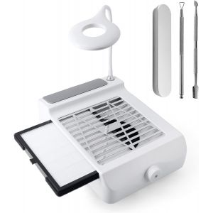 Aspirateur Ongle Professionnelle, Aspirateur Poussiere Ongle Manucure, Aspirateur De Table Ongle, Aspiration Réglable, Blanc-Cjxc003 - Neuf
