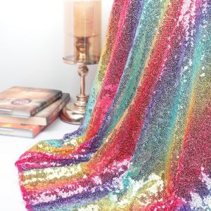 Sjzg-2meter Sequin Tissu Arc-En-Ciel Tissu Par Le Yard 3mm Memaid Multicolore Tissu S&eacute;quence De Mat&eacute;riaux Sfor Party Wedding Diy - Neuf