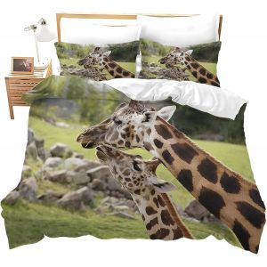 Housse De Couette X Girafe, D Imprim&iquest;&iquest;E Microfibre Parure De Lit Girafe Housse De Couettes Personne Avec X Taie D'oreiller X Cm - Neuf