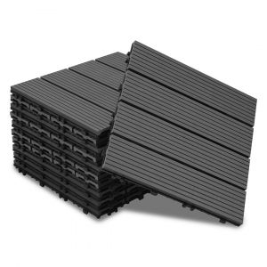 Dalle De Terrasse Dalles Clipsables En Bois Rev&ecirc;tement Carrelage 30 X 30 Pour Jardin Terrasse, Anthracite 77 Pi&egrave;ces - Neuf