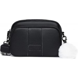 (Noir) Sac messager pour femme, petit sac à bandoulière élégant en cuir, portefeuille pour appareil photo, sac à bandoulière large avec sangle de guitare - Neuf