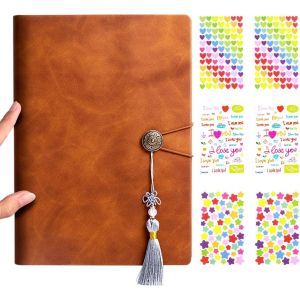 Album Photo Diy - 60 Pages - Classeur À Anneaux En Cuir Marron - Pages Noires - Peut Contenir 180 Photos De 7,6 Cm - Comprend Un Lot De 6 Autocollants Décoratifs (23 X 18 Cm) (Marron) - Neuf