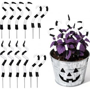 MEVRONISSHOP-12pcs Tuteurs Plantes d'halloween ver des Sables, Tuteurs Plantes D&eacute;coratifs ver des Sables Noir et Blanc D&eacute;corations de Jardin Effrayantes pour Halloween F&ecirc;tes Effrayantes Maison Hant&eacute;e - Neuf