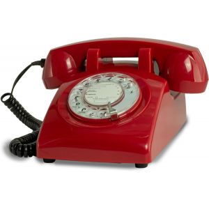 Opis 60S Cable: T&eacute;l&eacute;phone Fixe Vintage Compatible Box, Style R&eacute;tro Des Ann&eacute;es 60, Avec Son Aspect Ancien &Agrave; Cadran Classique Rouge - Neuf