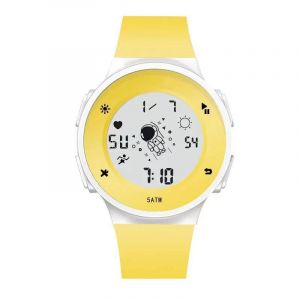 Enfants Montre &Eacute;lectronique Multi Fonction Minimaliste Montre Num&eacute;rique Astronaute Motif Cadran D&eacute;contract&eacute; Unisexe Montre De Sport Jaune - Neuf