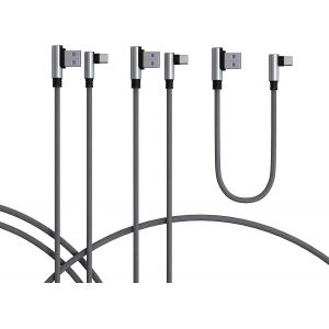 Kal-Câble Usb C, 3 Pack Type C À Angle Droit 90° À Charge Et Sync Rapide Compatible Avec Huawei P40, Moto G9, Xiaomi Note 10/11/Pro, Realme 8 Samsung A52, S22/S21/S20/Fe S10/A22/Pixel 6 Etc Gris - Neuf
