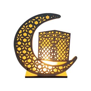 Artisanat En Bois Ornement Lampe Moyen-Orient Festival Eid Lampe D&eacute;corative Lune Led Lampes D&eacute;coratives,F - Neuf