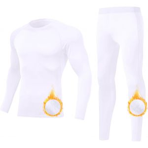 Jexnovashop-Sous-V&ecirc;tement Thermique Homme Ski Collant Hiver Ensemble Thermique Ensemble De Sous-Couches Doubl&eacute; En Polaire Quick Dry L'entra&icirc;nement Thermaux Vetement Manches Longues Randonn&eacute;e - Neuf