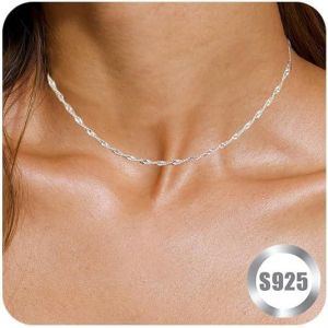 Asas-Collier Argent 925 Femme Fille Chaine Argent Colliers Sans Pendentif Bijoux Colliers Personnalisé Cadeau Anniversaire Femme Enfants Homme Longueur 40cm-60cm - Neuf