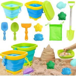 Kal-Jouet De Plage,12 Pièces Kit De Jeu De Plage Enfant,Jouets De Plage Pour Enfants,Jouets De Sable De Voyage,Jouet De Sable Avec Sac En Filet,Pour Enfants Garçons Filles - Neuf