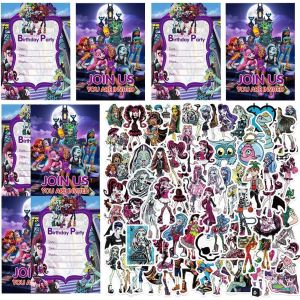 lbgwp60-Carte D'Invitation, Monster Invitation De Fête,Anniversaire Cartes D'Invitation,Avec Autocollants Mignons,Autocollants Imperméables,Pour Fête D'Anniversaire,Cadeaux - Neuf