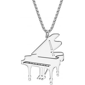 Kal-Collier Pendentif Piano En Acier Inoxydable Plaqu&eacute; Or 18k Pour Femmes Filles Enfants Bijoux Pour Les Amoureux De La Musique Cadeaux Pour Les F&ecirc;tes Charms - Neuf
