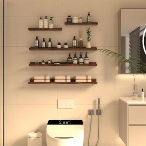 90CM &Eacute;tag&egrave;res Murales en Bois, Lot de 5 &Eacute;tag&egrave;res Murales Noire pour La Chambre, Le Salon, La Cuisine et Le Bureau - Neuf