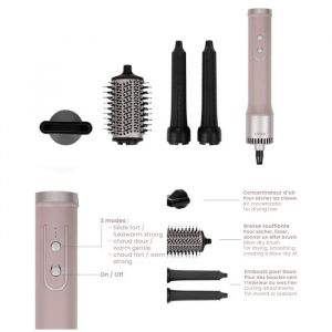 S&egrave;che-Cheveux 4 En 1 - Lisseur- 2 Boucleurs 1200w Diffuseur 3 R&eacute;glages De Chaleur - Protection Contre La Surchauffe - Neuf