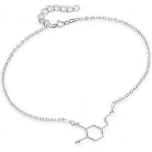 Bracelet Femme Argent 925 Dopamine Symbole De Bonheur Bracelets Brillants En Argent Sterling Bijoux Pour Elle Fille Longueur Réglable Femme Bijoux Moléculaires Formule Chimique Cadeau Saint-Valentin - Neuf