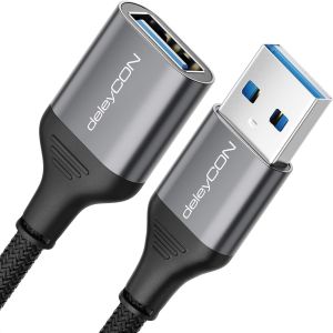 AYU-3,0m USB 3.0 Câble D'extension 5Gbps Rallonge (A Mâle vers A Femelle) Connecteur en Aluminium + Câble en Nylon Câble de Données pour Clavier, Lecteur de Cartes, Imprimante, Scanner, etc. - Neuf