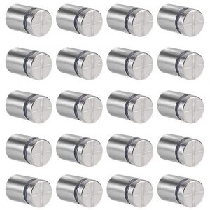 CHECARZHN--NO1-20 Pcs Entreto De Verre,19 X 25Mm Vis D'Écartement,Support Mural En Acier Inoxydable Pour Clous Publicitaires,Pour Plaques Et Présentoirs De Signe (Argent) - Neuf