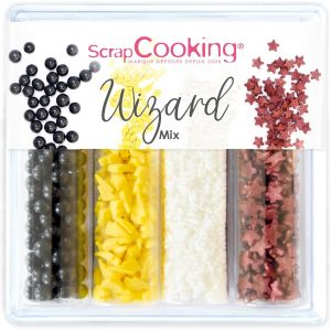ERYI-- Décors Sucrés « Wizard Mix » 61 G - Assortiment 4 Variétés : Sorcier - Décorations Gâteaux, Cupcakes - Anniversaire Noël - 7528 - Neuf