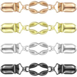 Kjdal-Lot De 4 Clips Vintage Pour Pull-Clips Vintage-Clips Pour Cardigan-Pinces &Agrave; V&ecirc;tements-Taille-Clip De Fermeture-En Alliage (Dor&eacute;,Argent&eacute;,Noir) - Neuf