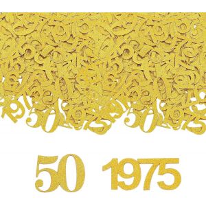 100 Pi&egrave;ces Confettis D&eacute;coration 50 Femme,Ann&eacute;es 50 Mariage Ornements D'anniversaire Disperser Paillettes Dor&eacute;es Table Pour F&ecirc;te Amusante 50ans Homme Ador&eacute; Jour De Noces Serpentins &Eacute;parpiller - Neuf