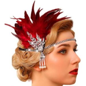 Bandeau &Agrave; Plumes Et Strass Des Ann&eacute;es 1920-1920 Avec Pampilles En Cristal - Accessoires De Cheveux Pour Femme (G, Taille Unique) - Neuf