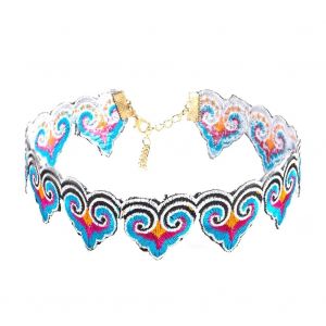Femmes Broderie Fait Main Collier Clavicule Collier V&ecirc;tements Accessoires (Bleu) - Neuf