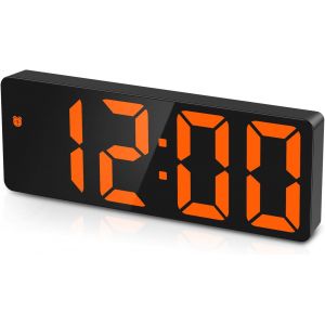 KAL-Réveil Numérique, Horloge Numérique, Réveil De Chevet Avec Écran Led Affiche, Température Et Date, Fonction Snooze, Alimenté Par Usb/Batterie, Réveil Matin, Orange - Neuf