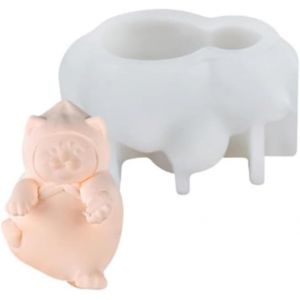 Kal-1 Pièces Forme De Glaçon Chat (Blanc) Forme De Glaçon 3d En Forme D'animal Bac À Glaçons En Silicone Pour Cocktails, Jus, Boissons, Un Must Pour L'été. - Neuf