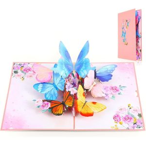 Checarzhn--No1-Carte D'anniversaire Pop-Up 3d Avec Parfum Gardénia Pour Femme, Carte D'anniversaire Pop-Up Papillon Et Fleur, Carte De V?Ux, Enveloppe Dorée, Carton Vierge, Carte De Saint-Valentin - Neuf