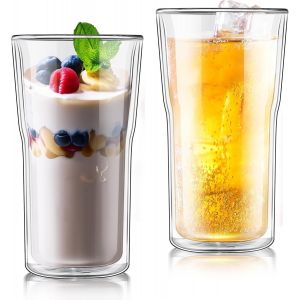 Tianyi-2x500ml Grande Gobelet Double Paroi,Grosse Tasse À Café,Verre A Eau,Mug Xxl Transparent, Extra Large Verre Borosilicaté Thermiques, Pour Latte Macchiato,Thé,Cocktail,Smoothie,Matcha,Biere - Neuf