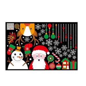 XH9294 Autocollants muraux et fen&ecirc;tres de No&euml;l - 2 pi&egrave;ces en PVC autocollant pour d&eacute;coration de No&euml;l - Neuf