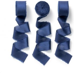Ruban De Satin Bleu Fonc&eacute;-Ruban De Soie-Ruban D&eacute;coratif Pour Mariage-2,5 Cm X 6,4 M - Neuf