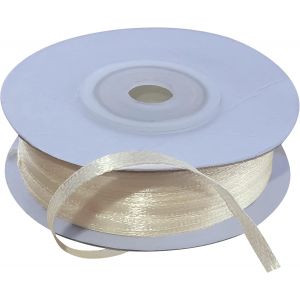 Rouleau ruban en satin 3 mm x 50 m - couleur cr&iquest;&iquest;me - bande d'emballage cadeaux pour d&iquest;&iquest;coration c&iquest;&iquest;r&iquest;&iquest;monie mariage anniversaire f&iquest;&ordm;te party - en polyester - Neuf