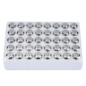 Lot de 40 interrupteurs a bouton-poussoir autobloquants en metal, 16 mm, tete plate, 24 V, lumiere LED, 5 broches (bleu) - Neuf