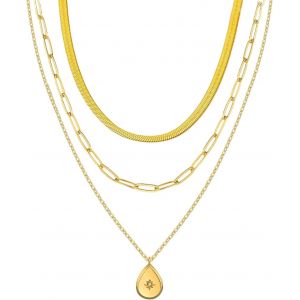 Kal-Stratifié Collier Choker | Serpent Chevron Trombone Plat Empilable Chaîne Étanche Collier | Cadeau De Bijoux Dainty Pour Femme Maman Fille Petite Amie - Neuf